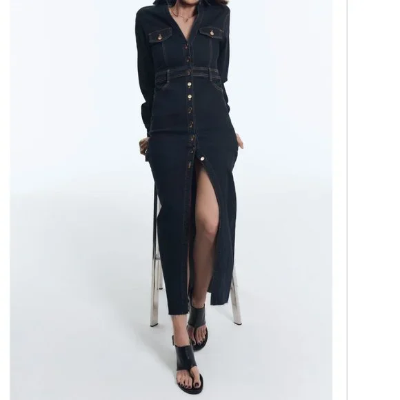 midi dress tight ica ica knit dress tight dress midi dress long dress rib knit square neck long sleeve midi length long length below the knee women's